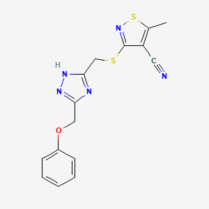 5-methyl-3-({[5-(phenoxymethyl)-1H-1,2,4-triazol-3-yl]methyl}sulfanyl)-4-isothiazolecarbonitrile
