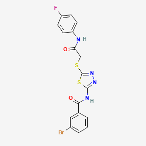 molecular formula C17H12BrFN4O2S2 B2864150 3-bromo-N-[5-({[(4-fluorophenyl)carbamoyl]methyl}sulfanyl)-1,3,4-thiadiazol-2-yl]benzamide CAS No. 392297-59-5