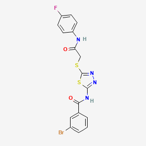 molecular formula C17H12BrFN4O2S2 B2864150 3-bromo-N-[5-[2-(4-fluoroanilino)-2-oxoethyl]sulfanyl-1,3,4-thiadiazol-2-yl]benzamide CAS No. 392297-59-5