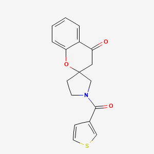 molecular formula C17H15NO3S B2864157 1'-(Thiophene-3-carbonyl)spiro[chroman-2,3'-pyrrolidin]-4-one CAS No. 1448057-87-1