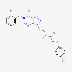 molecular formula C22H19ClFN5O3 B2864158 2-(4-chlorophenoxy)-N-(2-(5-(2-fluorobenzyl)-4-oxo-4,5-dihydro-1H-pyrazolo[3,4-d]pyrimidin-1-yl)ethyl)acetamide CAS No. 922010-00-2