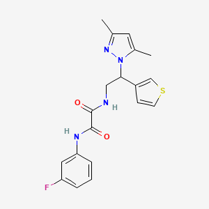 molecular formula C19H19FN4O2S B2864159 N1-(2-(3,5-dimethyl-1H-pyrazol-1-yl)-2-(thiophen-3-yl)ethyl)-N2-(3-fluorophenyl)oxalamide CAS No. 2034595-00-9