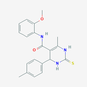 molecular formula C20H21N3O2S B2864161 N-(2-methoxyphenyl)-6-methyl-2-thioxo-4-(p-tolyl)-1,2,3,4-tetrahydropyrimidine-5-carboxamide CAS No. 313702-16-8