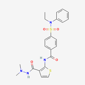 molecular formula C22H24N4O4S2 B2864175 N-(3-(2,2-dimethylhydrazinecarbonyl)thiophen-2-yl)-4-(N-ethyl-N-phenylsulfamoyl)benzamide CAS No. 893135-07-4