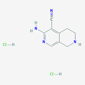 molecular formula C9H12Cl2N4 B2864183 3-氨基-5,6,7,8-四氢-2,7-萘啶-4-腈；二盐酸盐 CAS No. 2551118-11-5