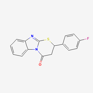 molecular formula C16H11FN2OS B2864184 11-(4-fluorophenyl)-10-thia-1,8-diazatricyclo[7.4.0.0^{2,7}]trideca-2(7),3,5,8-tetraen-13-one CAS No. 326881-73-6