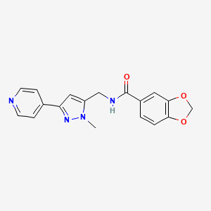N-[(2-Methyl-5-pyridin-4-ylpyrazol-3-yl)methyl]-1,3-benzodioxole-5-carboxamide