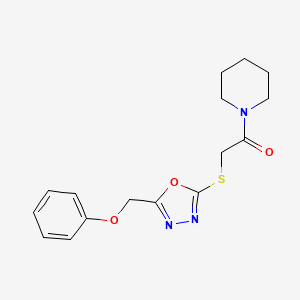molecular formula C16H19N3O3S B2864200 2-(5-Phenoxymethyl-[1,3,4]oxadiazol-2-ylsulfanyl)-1-piperidin-1-yl-ethanone CAS No. 484019-62-7