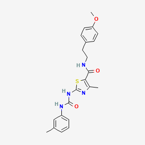 molecular formula C22H24N4O3S B2864206 N-(4-methoxyphenethyl)-4-methyl-2-(3-(m-tolyl)ureido)thiazole-5-carboxamide CAS No. 941886-35-7