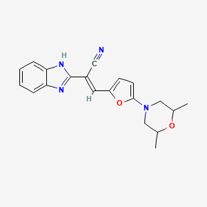 molecular formula C20H20N4O2 B2864207 (E)-2-(1H-benzo[d]imidazol-2-yl)-3-(5-(2,6-dimethylmorpholino)furan-2-yl)acrylonitrile CAS No. 477535-49-2