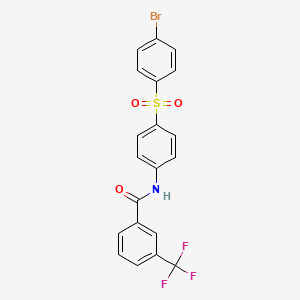 molecular formula C20H13BrF3NO3S B2864214 N-{4-[(4-bromophenyl)sulfonyl]phenyl}-3-(trifluoromethyl)benzenecarboxamide CAS No. 339031-51-5