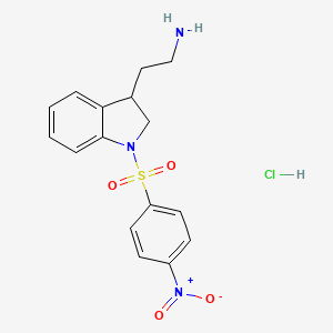 molecular formula C16H18ClN3O4S B2864215 2-[1-(4-nitrobenzenesulfonyl)-2,3-dihydro-1H-indol-3-yl]ethan-1-amine hydrochloride CAS No. 1798725-23-1