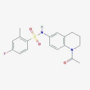 molecular formula C18H19FN2O3S B2864216 N-(1-acetyl-1,2,3,4-tetrahydroquinolin-6-yl)-4-fluoro-2-methylbenzene-1-sulfonamide CAS No. 1005293-10-6