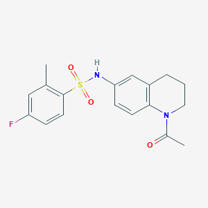 molecular formula C18H19FN2O3S B2864216 N-(1-acetyl-1,2,3,4-tetrahydroquinolin-6-yl)-4-fluoro-2-methylbenzenesulfonamide CAS No. 1005293-10-6