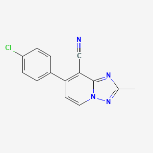 molecular formula C14H9ClN4 B2864225 7-(4-Chlorophenyl)-2-methyl[1,2,4]triazolo[1,5-a]pyridine-8-carbonitrile CAS No. 860610-84-0