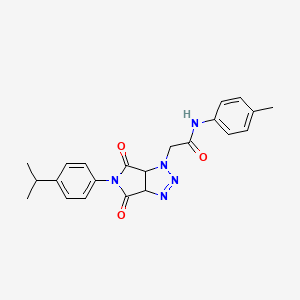 molecular formula C22H23N5O3 B2864227 2-{4,6-dioxo-5-[4-(propan-2-yl)phenyl]-1H,3aH,4H,5H,6H,6aH-pyrrolo[3,4-d][1,2,3]triazol-1-yl}-N-(4-methylphenyl)acetamide CAS No. 1008407-16-6
