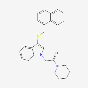 molecular formula C26H26N2OS B2864234 2-(3-((naphthalen-1-ylmethyl)thio)-1H-indol-1-yl)-1-(piperidin-1-yl)ethanone CAS No. 1171944-47-0