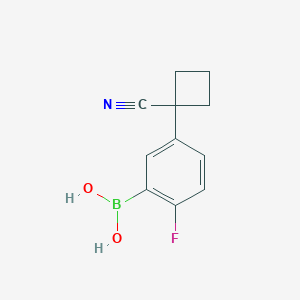 molecular formula C11H11BFNO2 B2864242 5-(1-Cyanocyclobutyl)-2-fluorophenylboronic acid CAS No. 2096339-45-4