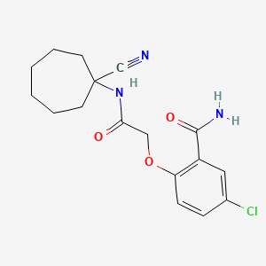 molecular formula C17H20ClN3O3 B2864250 5-Chloro-2-[2-[(1-cyanocycloheptyl)amino]-2-oxoethoxy]benzamide CAS No. 1111601-33-2