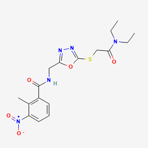 molecular formula C17H21N5O5S B2864252 N-((5-((2-(二乙氨基)-2-氧代乙基)硫代)-1,3,4-恶二唑-2-基)甲基)-2-甲基-3-硝基苯甲酰胺 CAS No. 904273-33-2