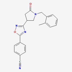 molecular formula C21H18N4O2 B2864254 4-(3-(1-(2-Methylbenzyl)-5-oxopyrrolidin-3-yl)-1,2,4-oxadiazol-5-yl)benzonitrile CAS No. 1172894-21-1