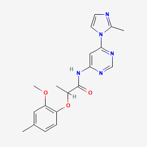 molecular formula C19H21N5O3 B2864267 2-(2-methoxy-4-methylphenoxy)-N-(6-(2-methyl-1H-imidazol-1-yl)pyrimidin-4-yl)propanamide CAS No. 1797081-42-5