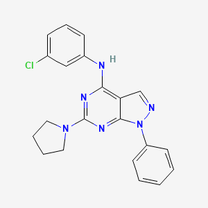 molecular formula C21H19ClN6 B2864270 N-(3-chlorophenyl)-1-phenyl-6-(pyrrolidin-1-yl)-1H-pyrazolo[3,4-d]pyrimidin-4-amine CAS No. 946348-60-3