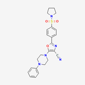 5-(4-Phenylpiperazin-1-yl)-2-(4-(pyrrolidin-1-ylsulfonyl)phenyl)oxazole-4-carbonitrile