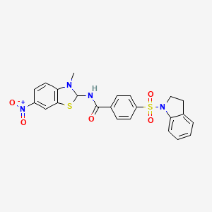 4-(indolin-1-ylsulfonyl)-N-(3-methyl-6-nitro-2,3-dihydrobenzo[d]thiazol-2-yl)benzamide