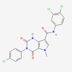 molecular formula C20H13Cl3N4O3 B2864280 3-(4-chlorophenyl)-N-(3,4-dichlorophenyl)-5-methyl-2,4-dioxo-2,3,4,5-tetrahydro-1H-pyrrolo[3,2-d]pyrimidine-7-carboxamide CAS No. 921851-78-7