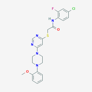 molecular formula C23H23ClFN5O2S B2864294 N-(4-chloro-2-fluorophenyl)-2-({6-[4-(2-methoxyphenyl)piperazin-1-yl]pyrimidin-4-yl}sulfanyl)acetamide CAS No. 1251585-81-5