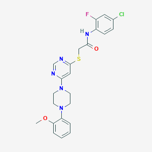 molecular formula C23H23ClFN5O2S B2864294 5-(2-Fluorophenyl)-3-[4-(2-methyl-1,3-thiazol-4-yl)phenyl]-1,2,4-oxadiazole CAS No. 1251585-81-5