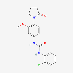molecular formula C18H18ClN3O3 B2864295 1-(2-Chlorophenyl)-3-(3-methoxy-4-(2-oxopyrrolidin-1-yl)phenyl)urea CAS No. 1210362-05-2