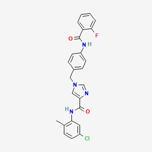 molecular formula C25H20ClFN4O2 B2864296 N-(5-chloro-2-methylphenyl)-1-(4-(2-fluorobenzamido)benzyl)-1H-imidazole-4-carboxamide CAS No. 1251677-14-1