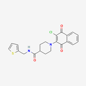 molecular formula C21H19ClN2O3S B2864297 1-(3-chloro-1,4-dioxo-1,4-dihydro-2-naphthalenyl)-N-(2-thienylmethyl)-4-piperidinecarboxamide CAS No. 444151-92-2