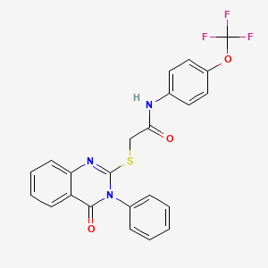 molecular formula C23H16F3N3O3S B2864298 2-[(4-oxo-3-phenyl-3,4-dihydroquinazolin-2-yl)sulfanyl]-N-[4-(trifluoromethoxy)phenyl]acetamide CAS No. 833439-68-2