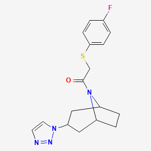 molecular formula C17H19FN4OS B2864303 2-[(4-fluorophenyl)sulfanyl]-1-[3-(1H-1,2,3-triazol-1-yl)-8-azabicyclo[3.2.1]octan-8-yl]ethan-1-one CAS No. 2195952-42-0