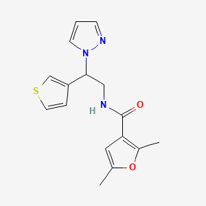 molecular formula C16H17N3O2S B2864306 N-(2-(1H-pyrazol-1-yl)-2-(thiophen-3-yl)ethyl)-2,5-dimethylfuran-3-carboxamide CAS No. 2034348-23-5