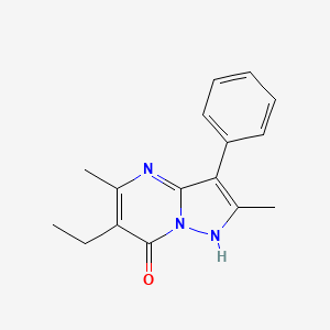 molecular formula C16H17N3O B2864311 6-乙基-2,5-二甲基-3-苯基吡唑并[1,5-a]嘧啶-7-醇 CAS No. 296770-69-9