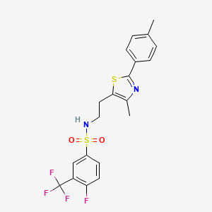 molecular formula C20H18F4N2O2S2 B2864318 4-氟-N-(2-(4-甲基-2-(对甲苯基)噻唑-5-基)乙基)-3-(三氟甲基)苯磺酰胺 CAS No. 895996-71-1