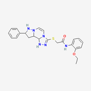 molecular formula C23H20N6O2S B2864324 N-(2-ethoxyphenyl)-2-({11-phenyl-3,4,6,9,10-pentaazatricyclo[7.3.0.0^{2,6}]dodeca-1(12),2,4,7,10-pentaen-5-yl}sulfanyl)acetamide CAS No. 1207009-89-9