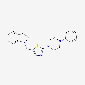 molecular formula C22H22N4S B2864328 1-{[2-(4-苯基哌嗪基)-1,3-噻唑-5-基]甲基}-1H-吲哚 CAS No. 439097-15-1