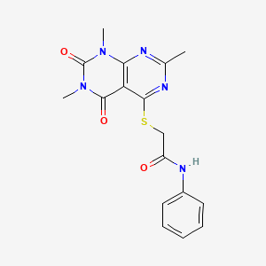 molecular formula C17H17N5O3S B2864329 N-phenyl-2-((2,6,8-trimethyl-5,7-dioxo-5,6,7,8-tetrahydropyrimido[4,5-d]pyrimidin-4-yl)thio)acetamide CAS No. 852167-97-6