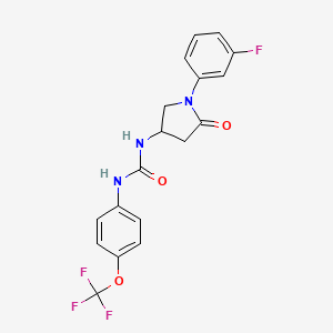 molecular formula C18H15F4N3O3 B2864331 1-(1-(3-氟苯基)-5-氧代吡咯烷-3-基)-3-(4-(三氟甲氧基)苯基)脲 CAS No. 894030-05-8