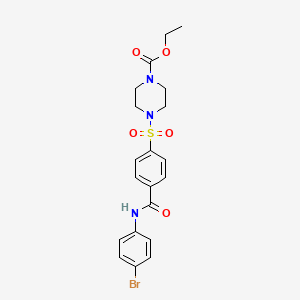 molecular formula C20H22BrN3O5S B2864334 ethyl 4-{4-[(4-bromophenyl)carbamoyl]benzenesulfonyl}piperazine-1-carboxylate CAS No. 399000-95-4