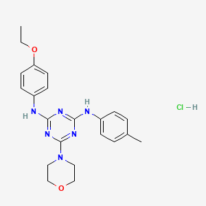 molecular formula C22H27ClN6O2 B2864350 N2-(4-ethoxyphenyl)-6-morpholino-N4-(p-tolyl)-1,3,5-triazine-2,4-diamine hydrochloride CAS No. 1179475-89-8