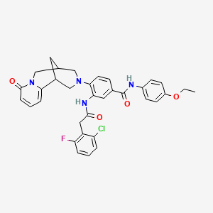 molecular formula C34H32ClFN4O4 B2864370 3-(2-(2-chloro-6-fluorophenyl)acetamido)-N-(4-ethoxyphenyl)-4-(8-oxo-5,6-dihydro-1H-1,5-methanopyrido[1,2-a][1,5]diazocin-3(2H,4H,8H)-yl)benzamide CAS No. 441047-31-0