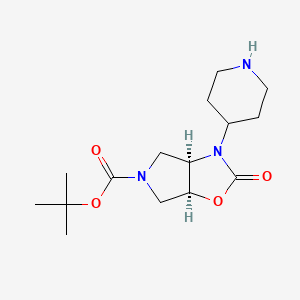 molecular formula C15H25N3O4 B2864373 rac-tert-butyl (3aR,6aS)-2-oxo-3-(piperidin-4-yl)-hexahydro-2H-pyrrolo[3,4-d][1,3]oxazole-5-carboxylate CAS No. 2044706-30-9