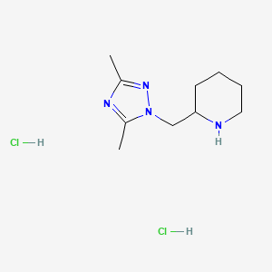 molecular formula C10H20Cl2N4 B2864385 2-[(3,5-二甲基-1,2,4-三唑-1-基)甲基]哌啶；二盐酸盐 CAS No. 2361636-51-1