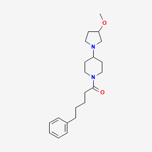 molecular formula C21H32N2O2 B2864386 1-(4-(3-Methoxypyrrolidin-1-yl)piperidin-1-yl)-5-phenylpentan-1-one CAS No. 2320213-29-2